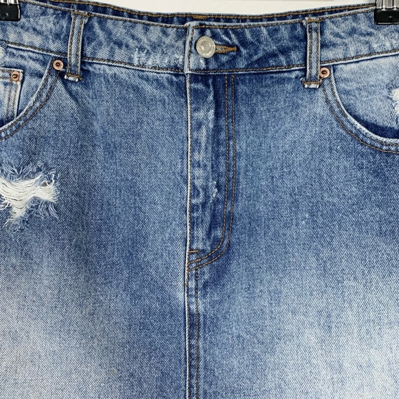 Forever 21 Distressed Denim Mini Skirt - Picture 3 of 5